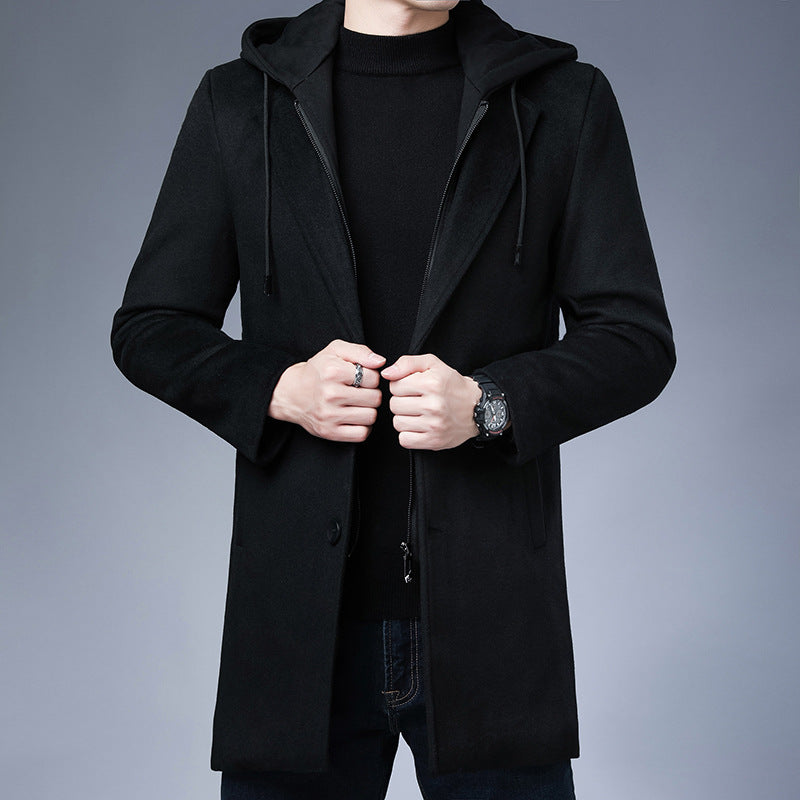 Men's unique hooded trench coat