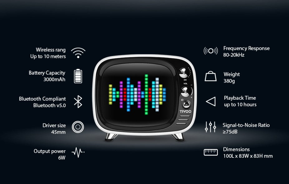 Divoom Tivoo Unique portable smart bluetooth speaker & alarm clock