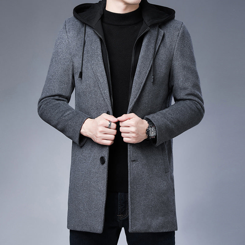 Men's unique hooded trench coat