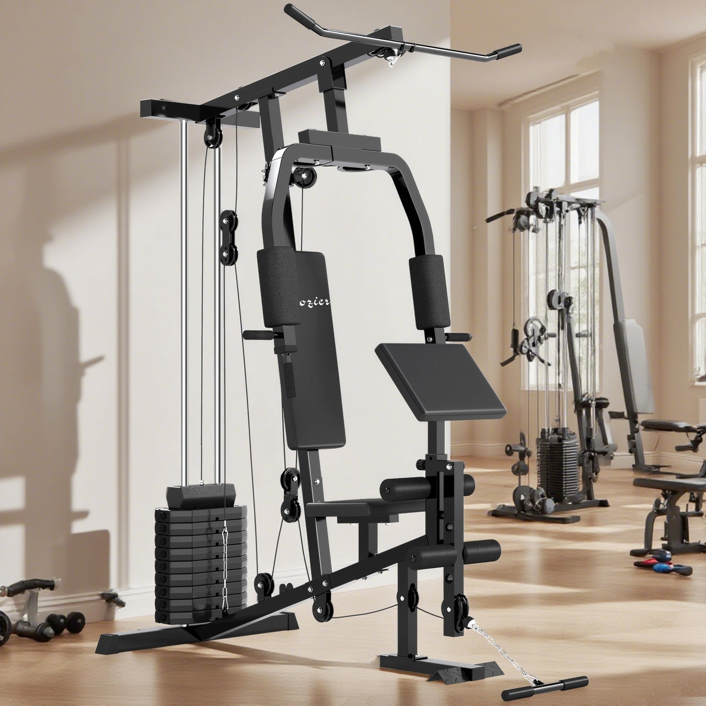 Multifunction Home Gym System, Workout Station with 99Lbs Weight Stack, for Full Body Exercise