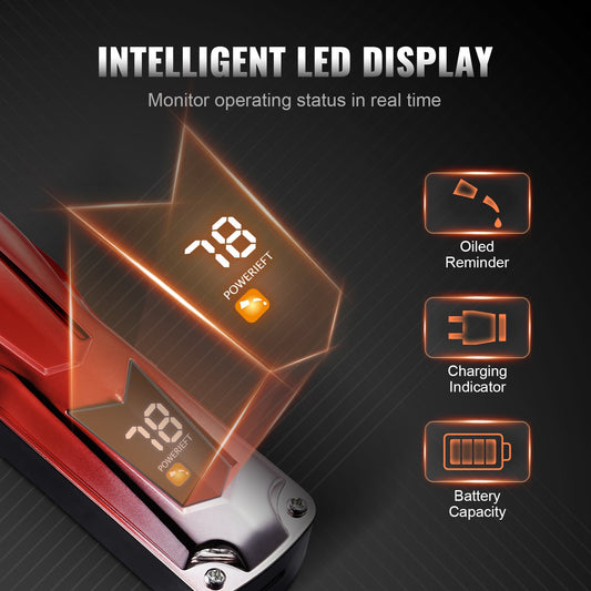 Red Professional Hair Clipper For Men, Cordless Barber Clipper With 6800RPM Brushless Motor & LED Display